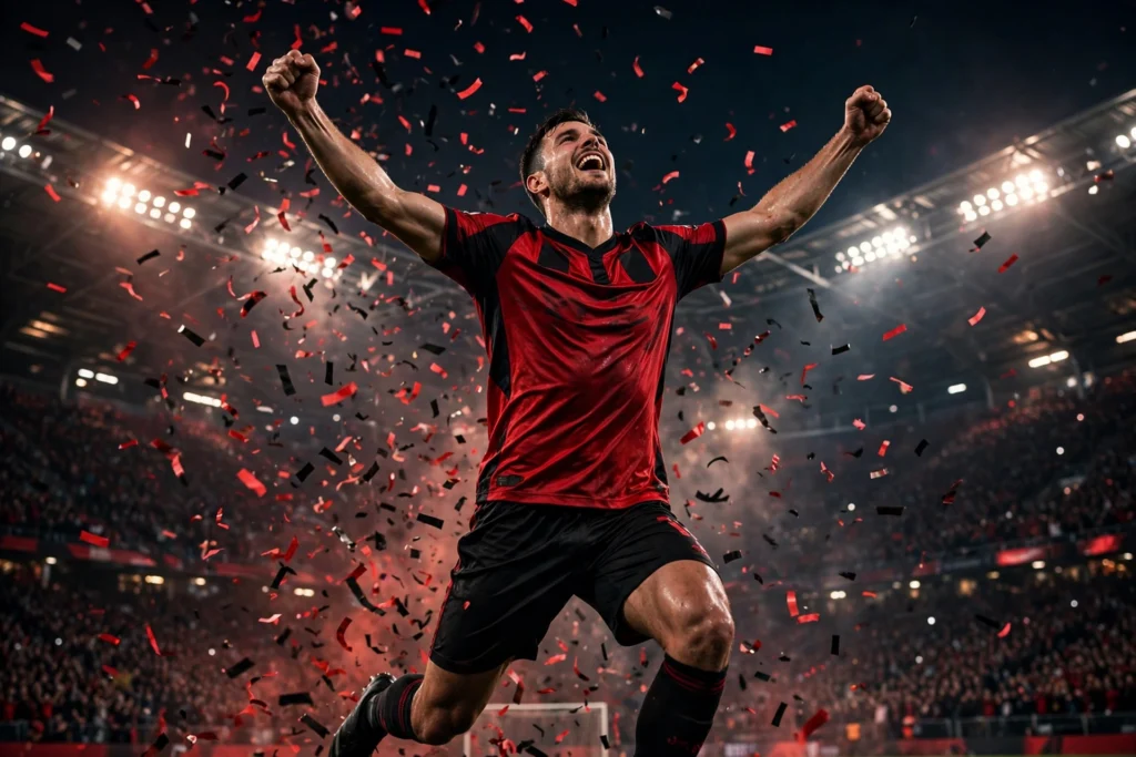 Jogador comemorando gol — FuteMaxX